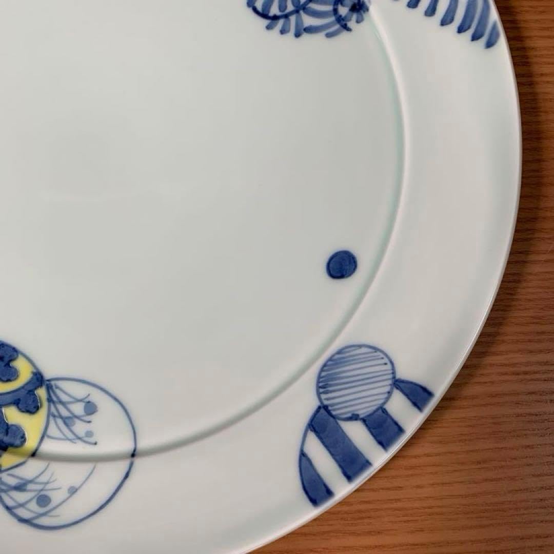 有田焼 渓山窯：染錦蛸唐草丸文 リム平皿（大） Na.e ナエ